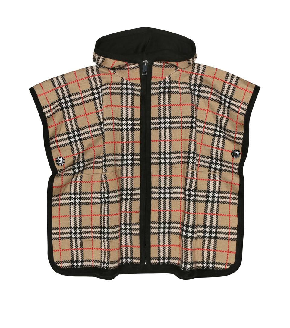 Click to view more detailed imagery on our partner's website Burberry Kids' Girl's Archive Check Hooded Cape In Beige