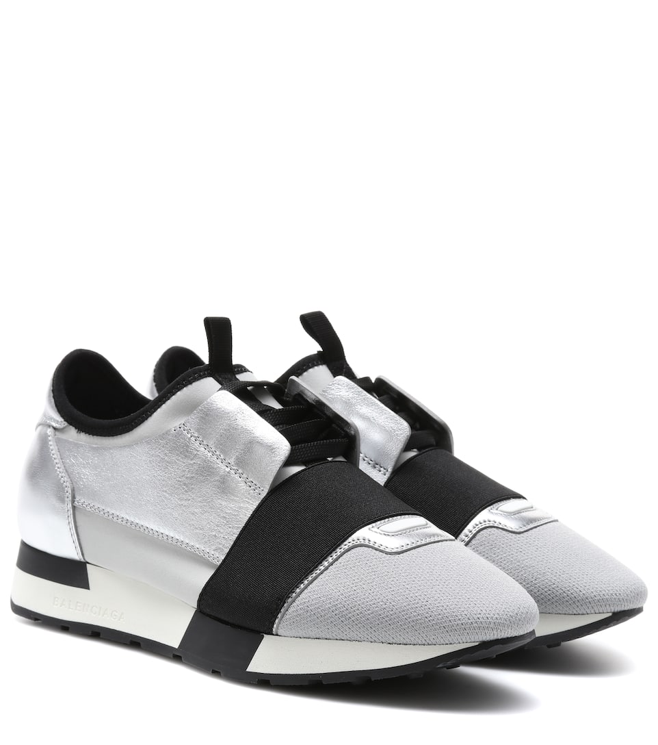 Balenciaga - Race Runner metallic leather sneakers