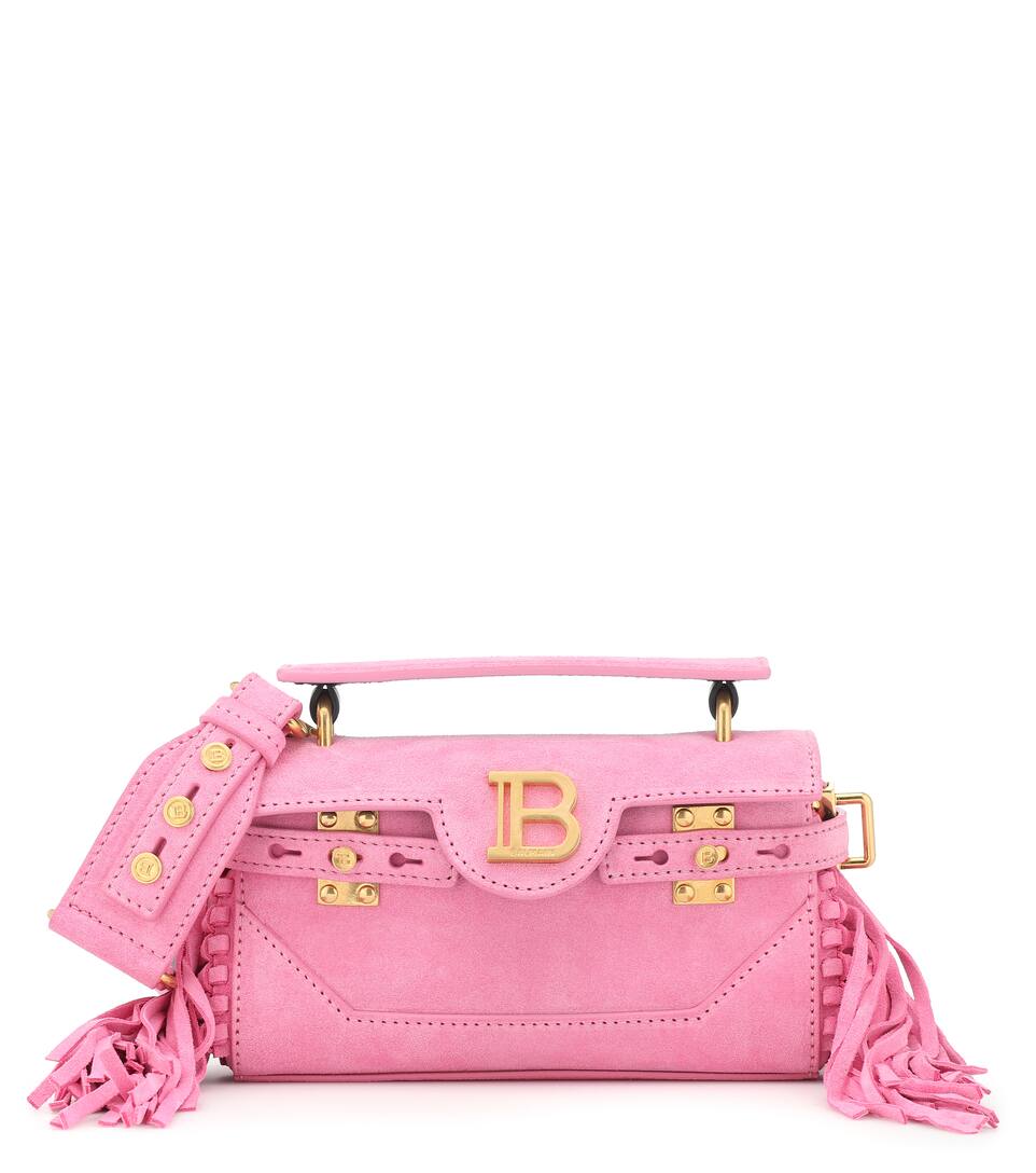 pink suede shoulder bag