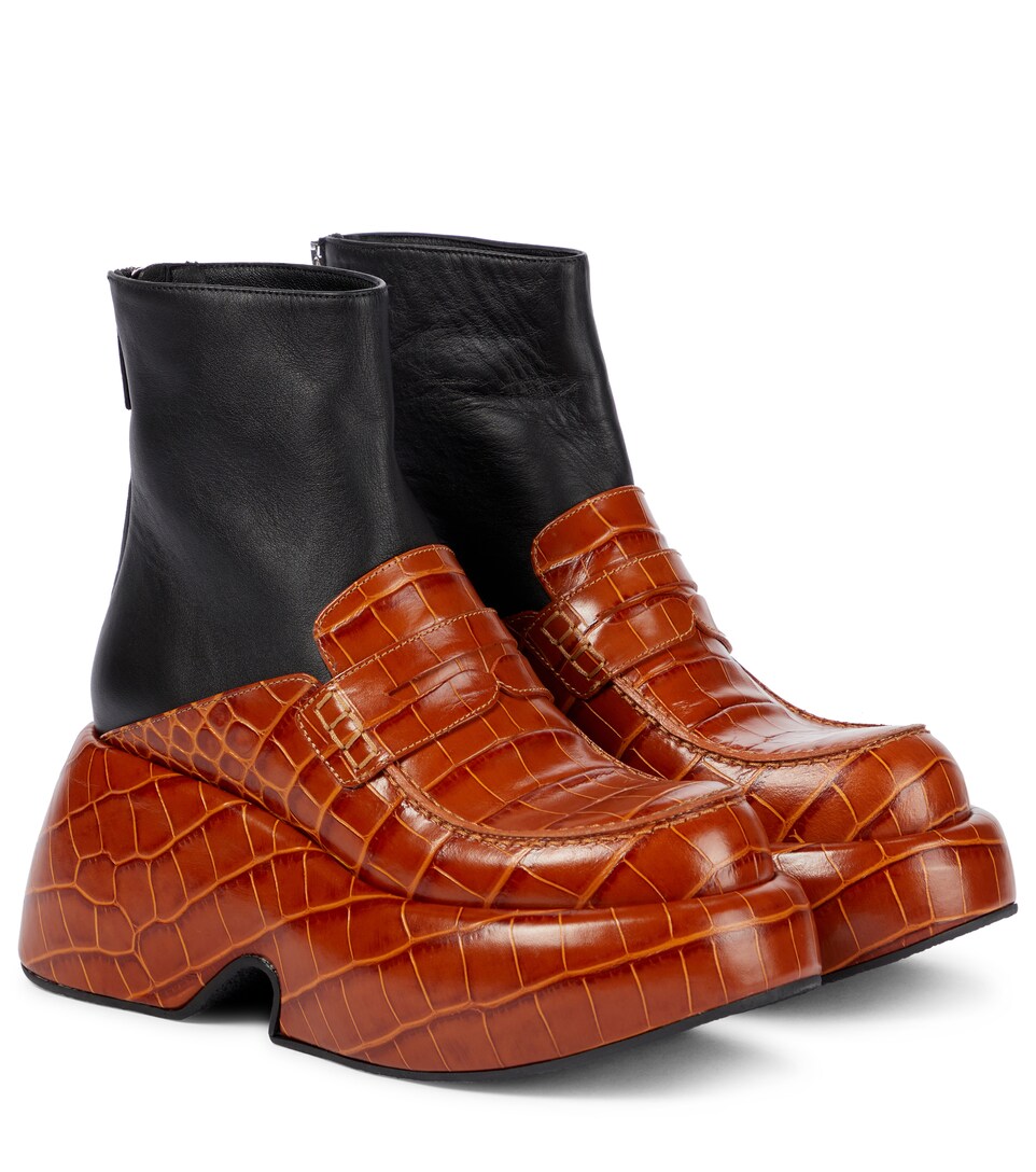 Loewe - Botines de piel efecto coco | Mytheresa