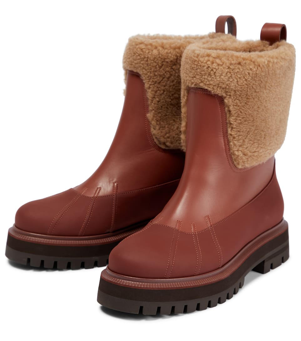 Loro Piana Regent faux furpaneled leather ankle boots Mytheresa