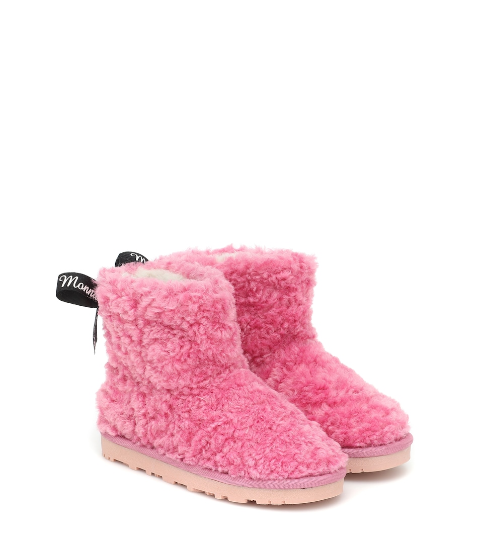 light pink fur boots