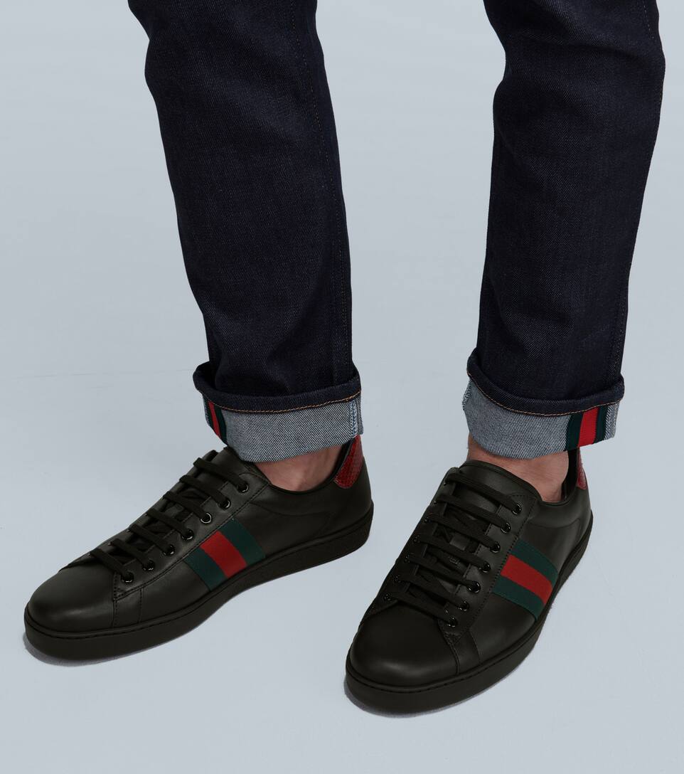 GUCCI ACE LEATHER SNEAKERS,P00436256