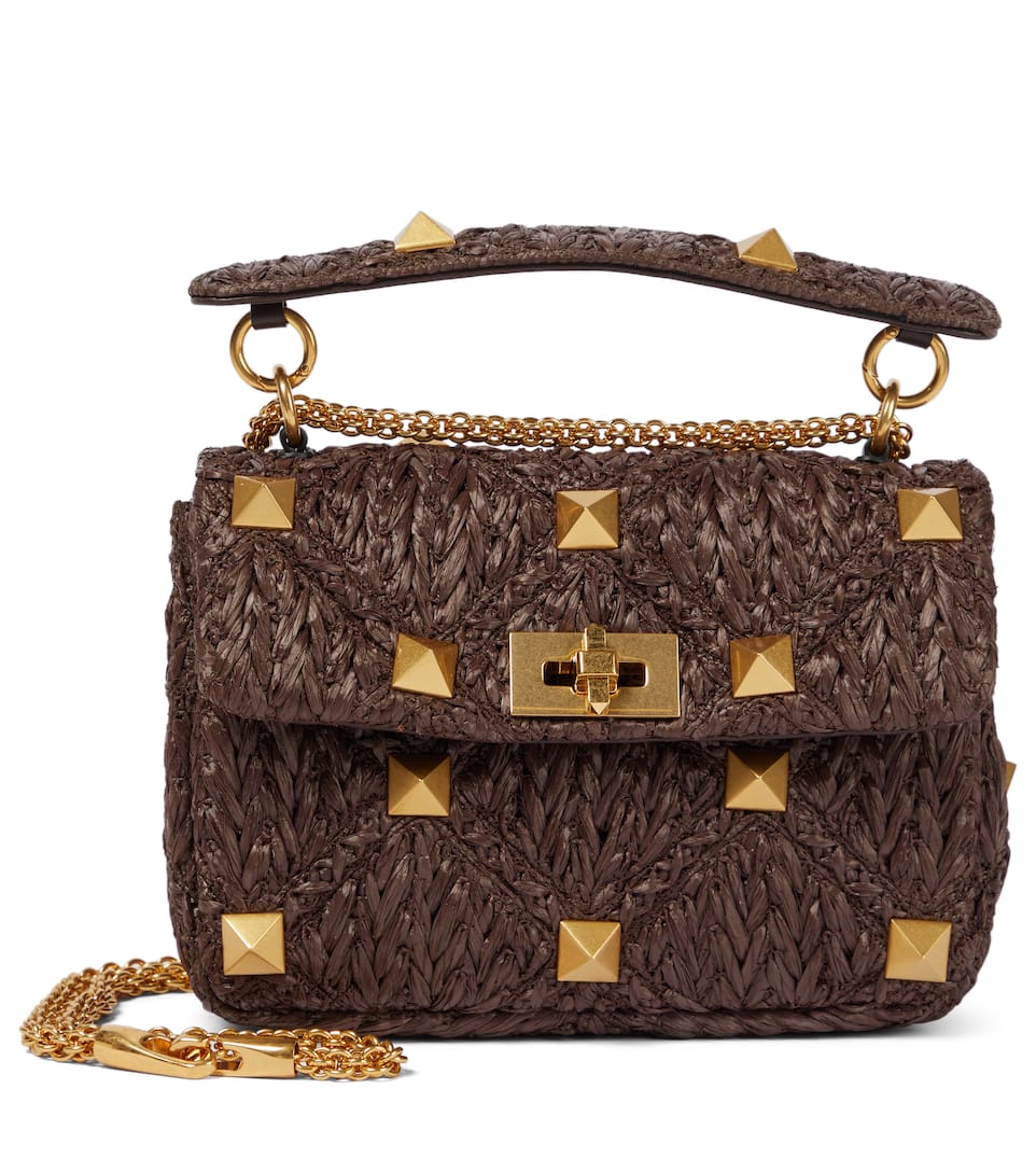 Valentino Garavani - Roman Stud Large raffia shoulder bag | Mytheresa Valentino Garavani - Roman Stud Large raffia shoulder bag | Mytheresa