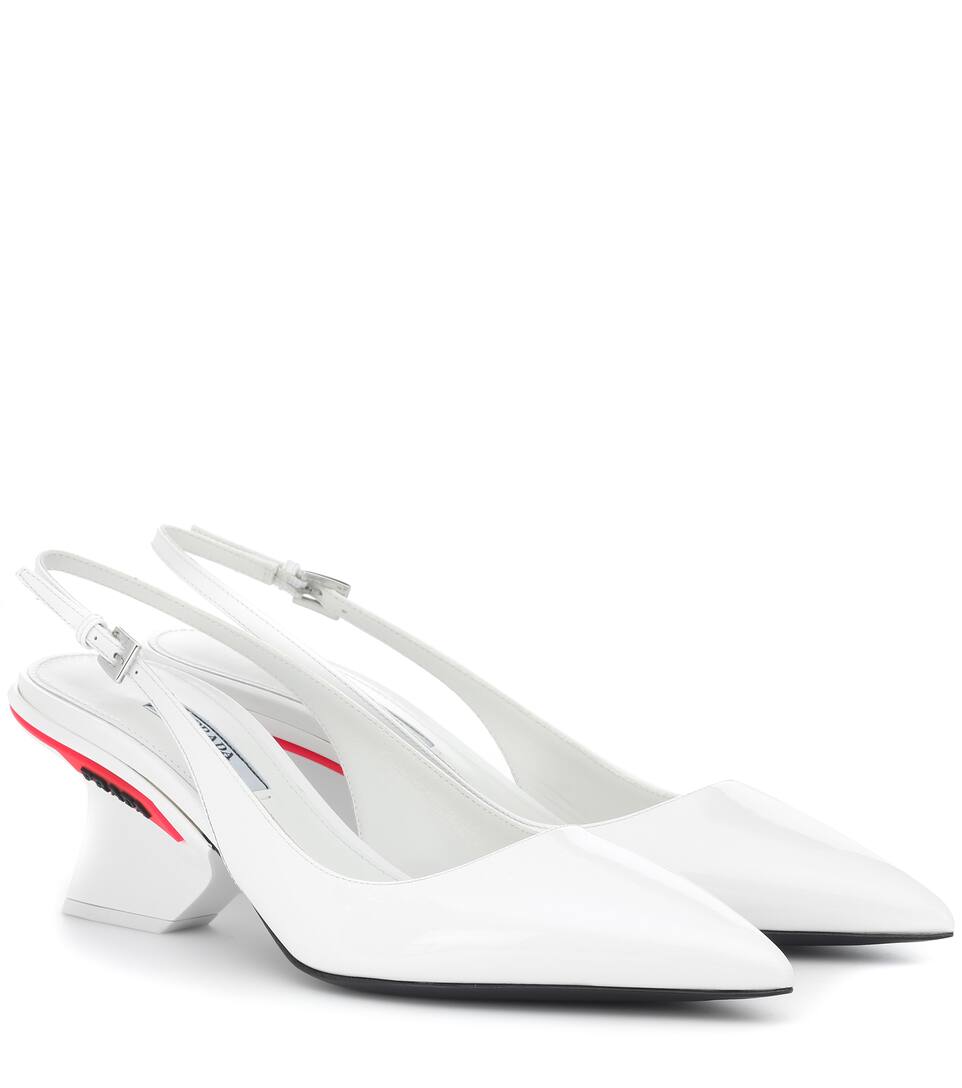 Prada patent leather slingback pumps clearance
