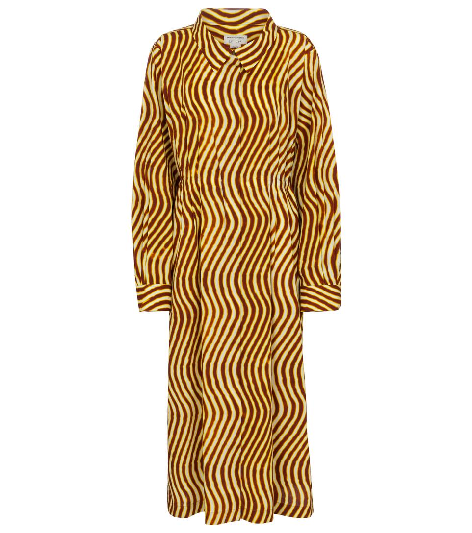 warehouse tiger high neck midi dress