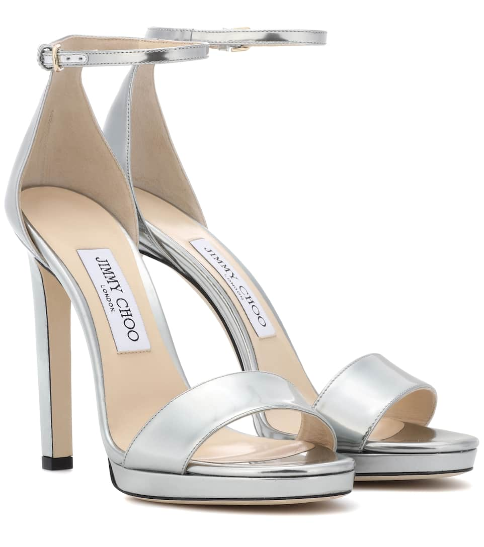 JIMMY CHOO MISTY 120 LEATHER SANDALS,P00328525