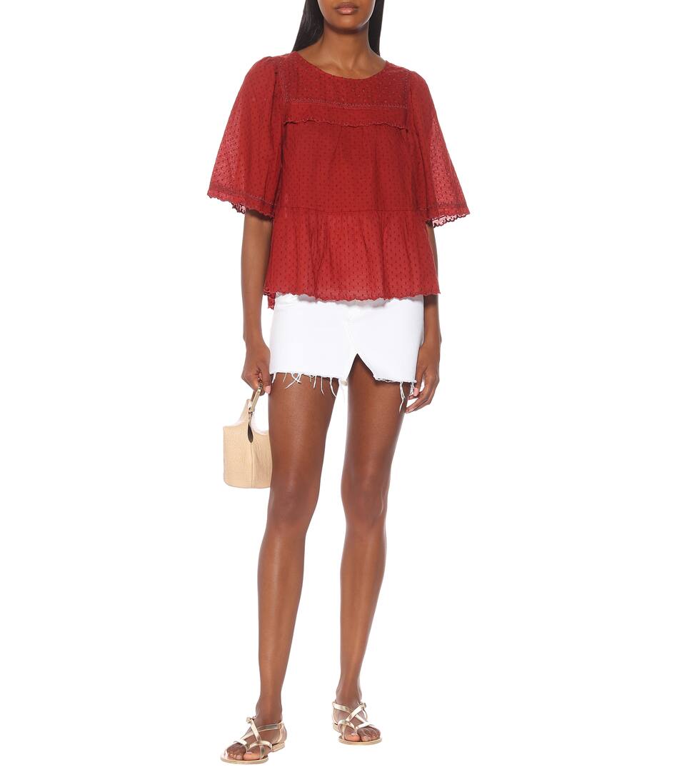 Fil Coupé Blouse En Velvet Raina Brodée Coton À rdxBoQeWC