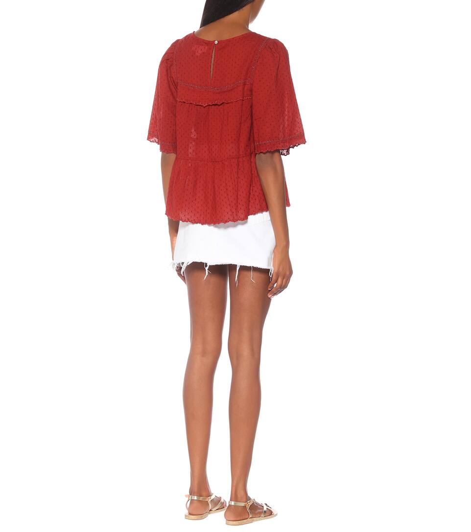 Fil Coupé Blouse En Velvet Raina Brodée Coton À rdxBoQeWC