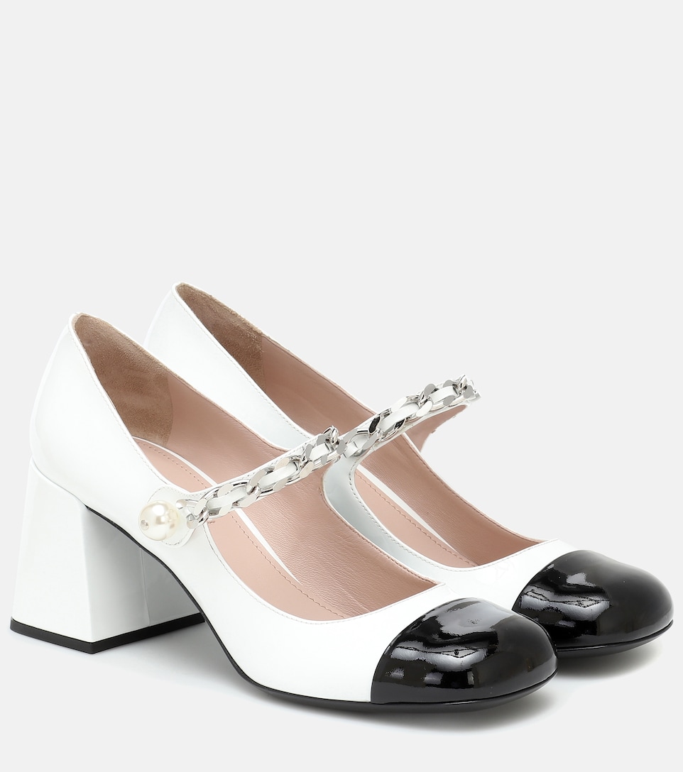 Miu Miu - Embellished leather Mary Jane 