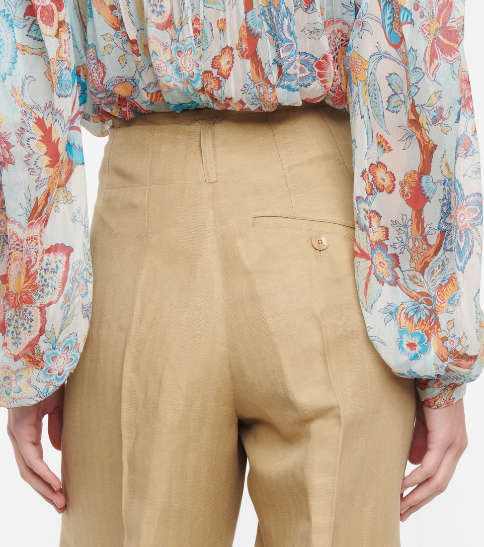 Etro - High-rise linen and silk pants 