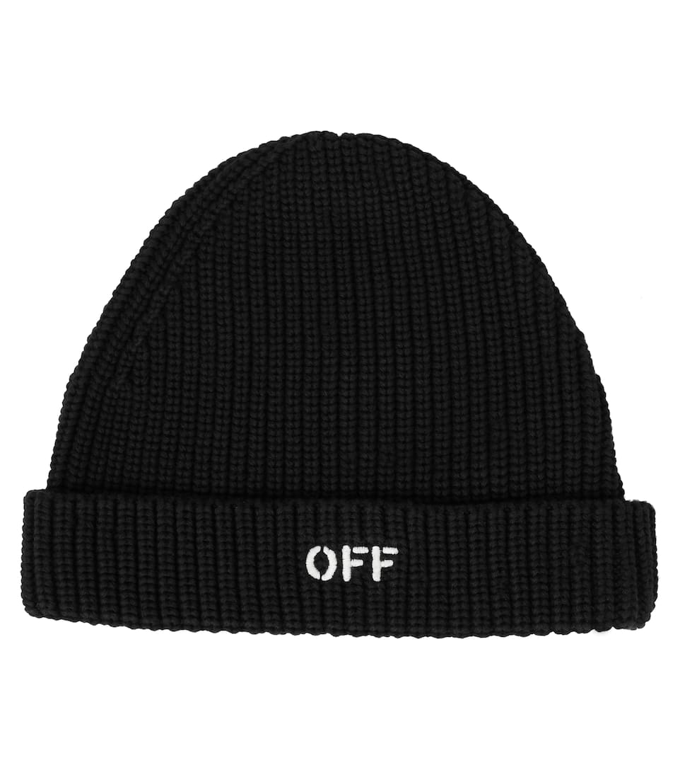 off white black beanie