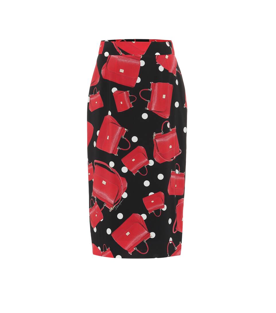 Jupe Crayon Imprimée Gabbana Dolceamp; Soie En Mélangée TlFuJ31Kc5