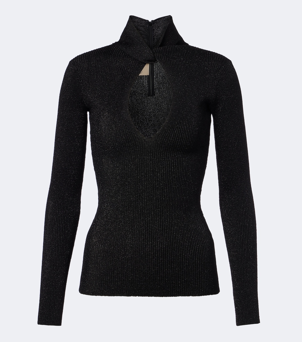 Cut-out lamé sweater