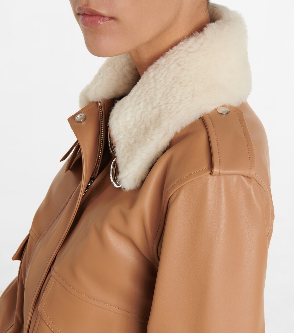 Shearling-collar leather bomber jacket 
