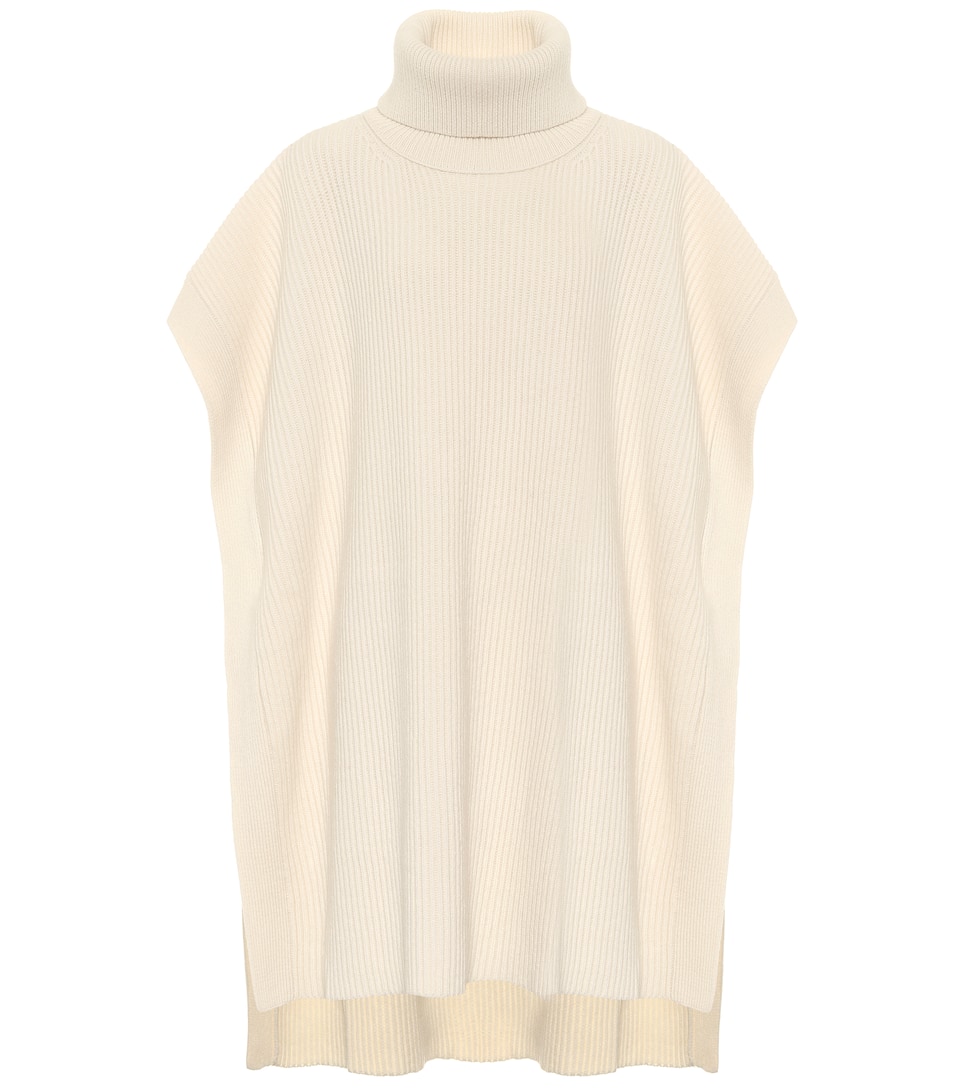 Ribbed knit turtleneck poncho Ribbed knit turtleneck poncho