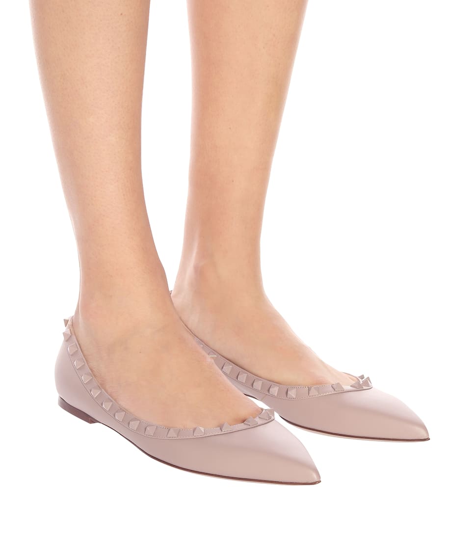 Valentino Garavani Rockstud Leather Ballerinas - Valentino | mytheresa.com