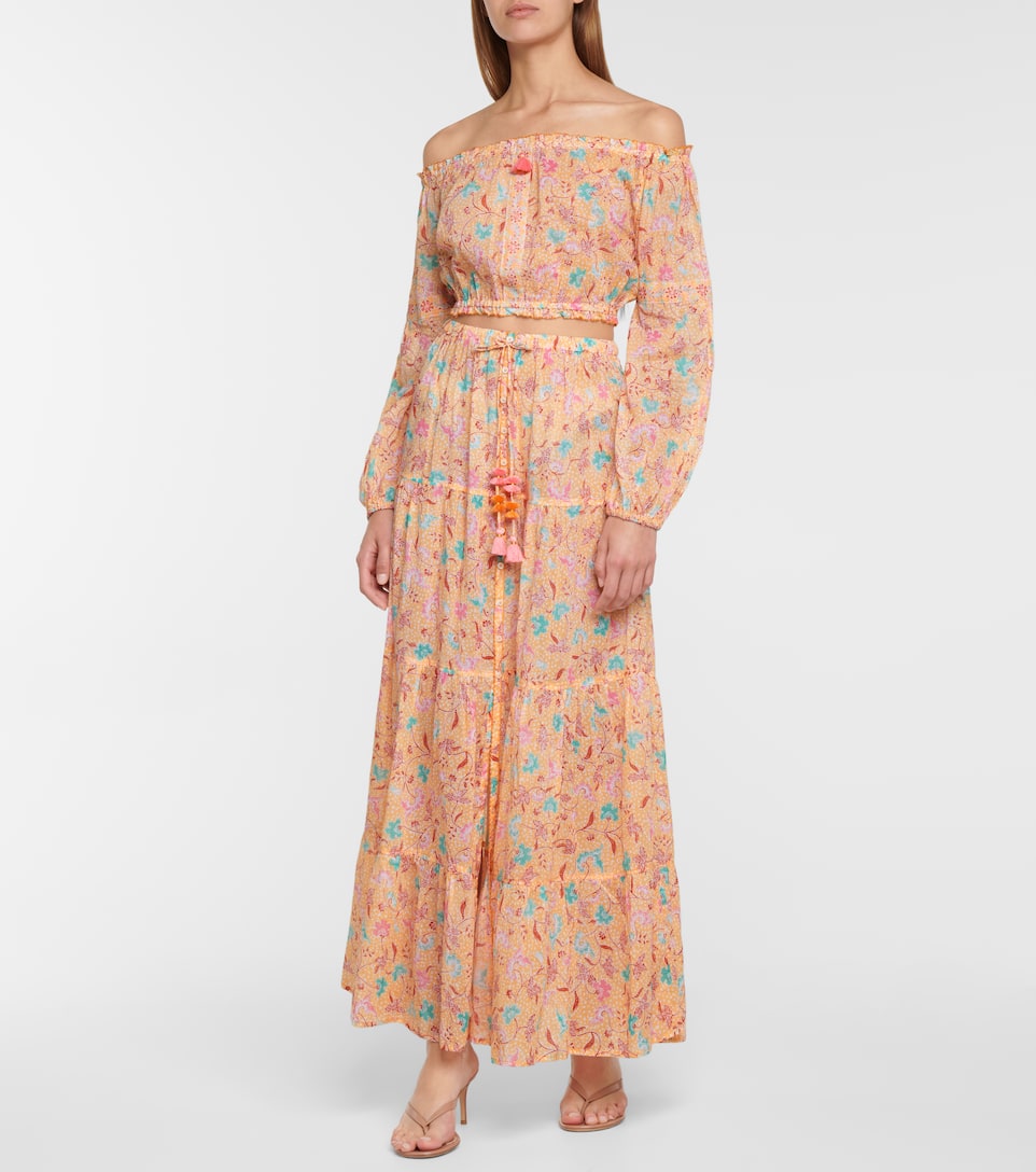 Triny printed cotton maxi skirt