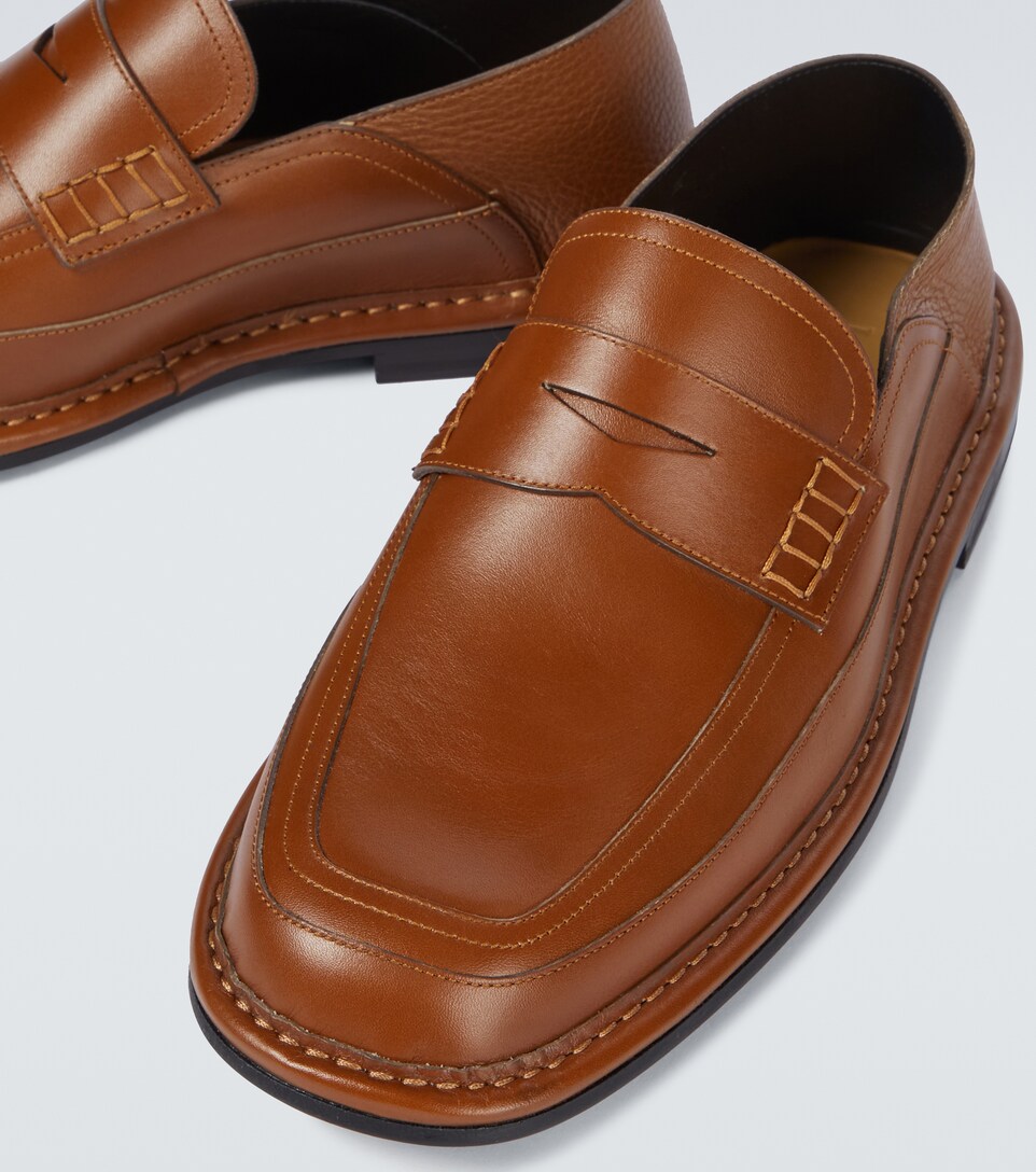 Loewe - Slip-on leather loafers | Mytheresa