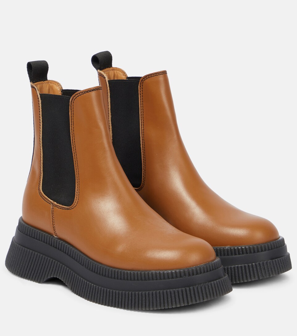Ganni - Leather Chelsea boots | Mytheresa