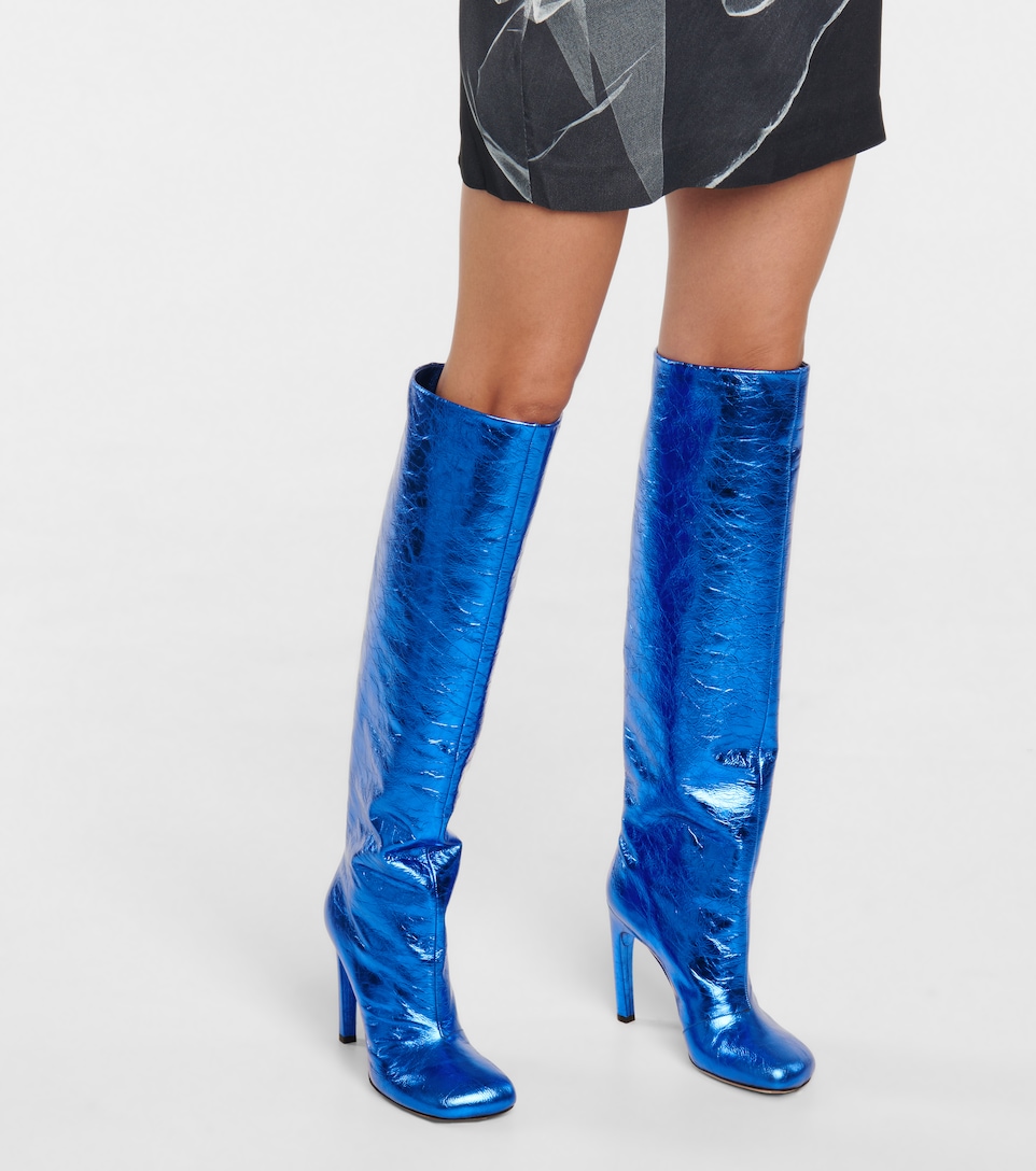 blue metallic boots