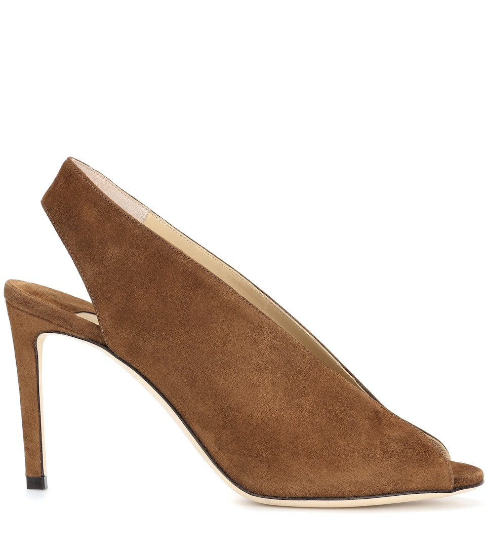 JIMMY CHOO SHAR 85 SUEDE SANDALS