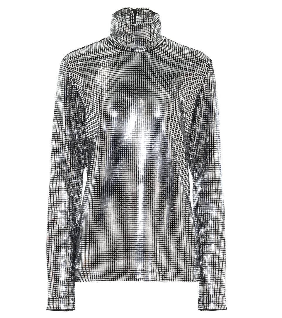 sequin mock neck top