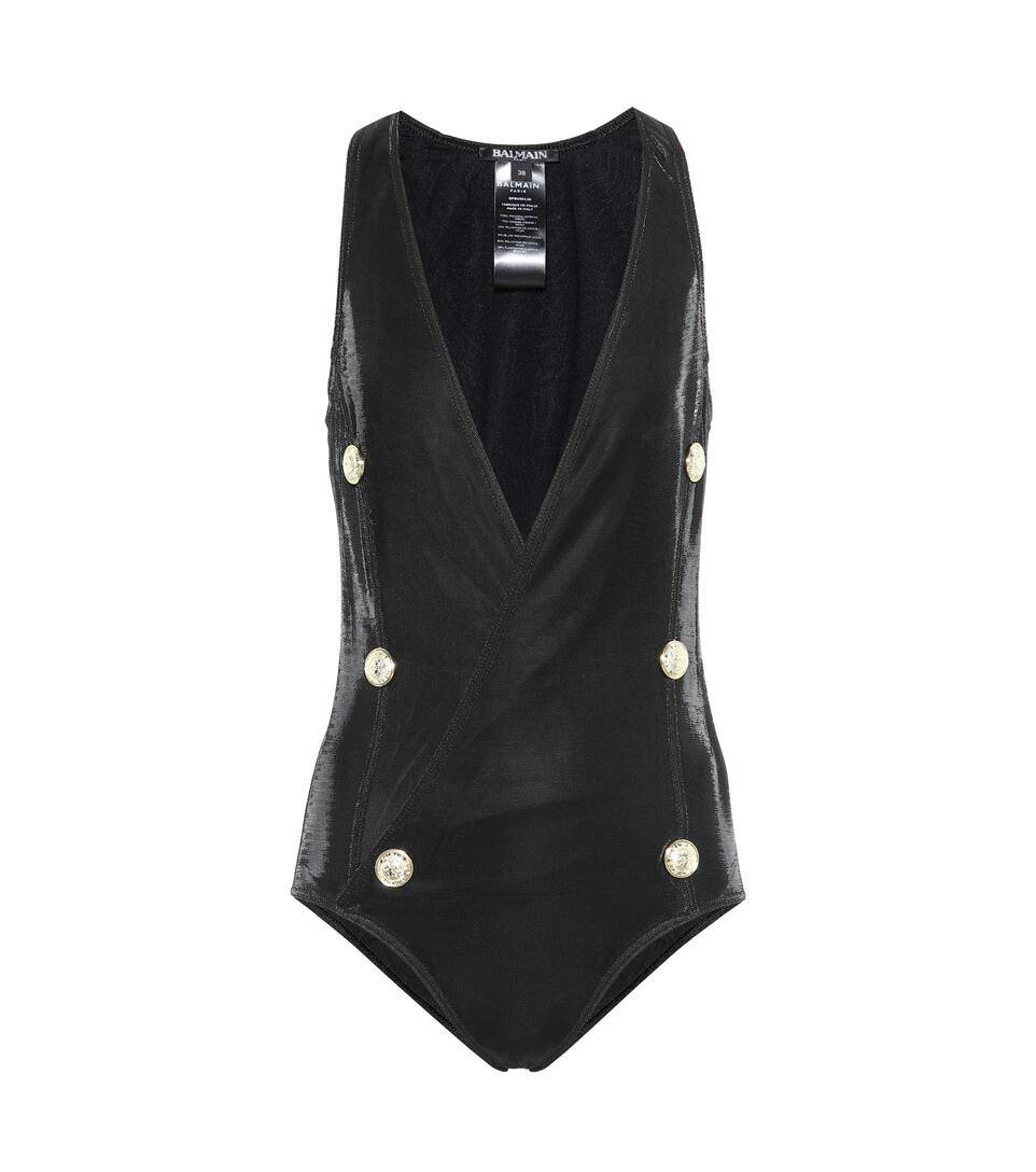 Click to view more detailed imagery on our partner's website Balmain Buttoned Swimsuit In Black