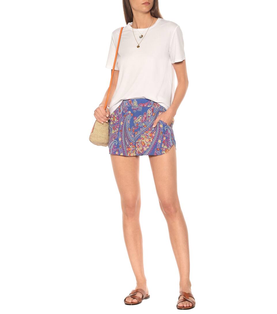 Short imprimé en soie mélangée à taille haute Short imprimé en soie mélangée à taille haute