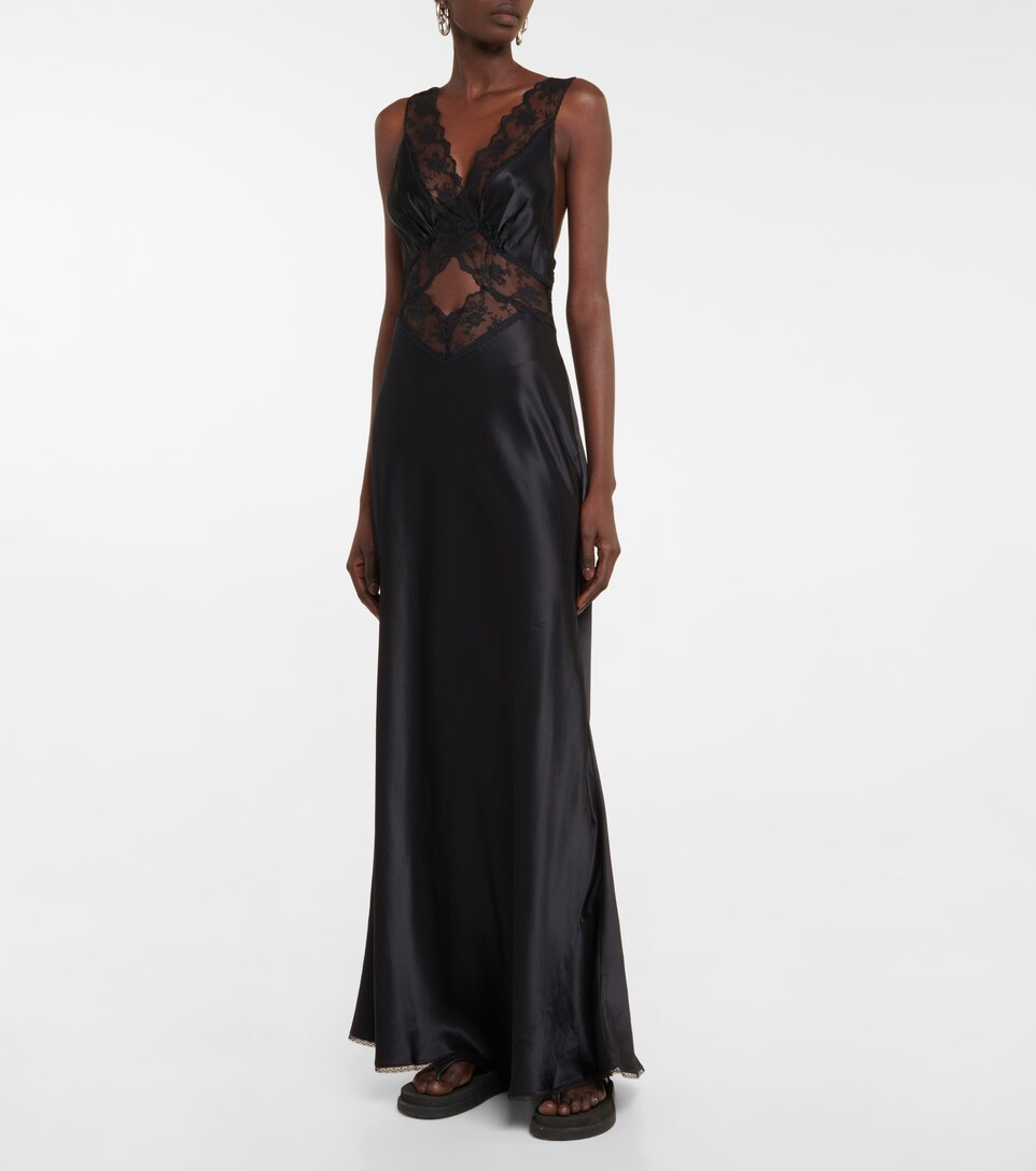 SIR - Aries lace-trimmed silk gown 