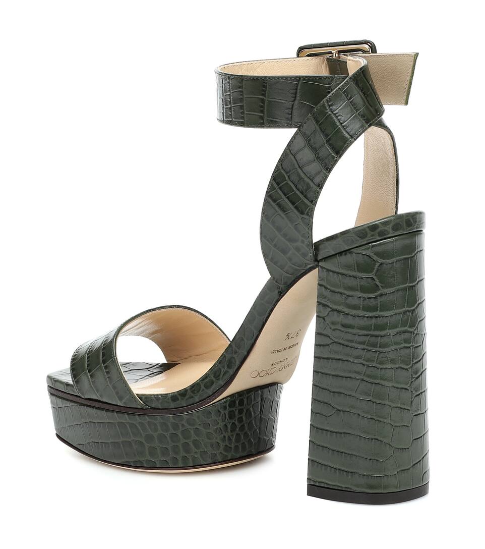 JIMMY CHOO JAX 125 LEATHER PLATFORM SANDALS