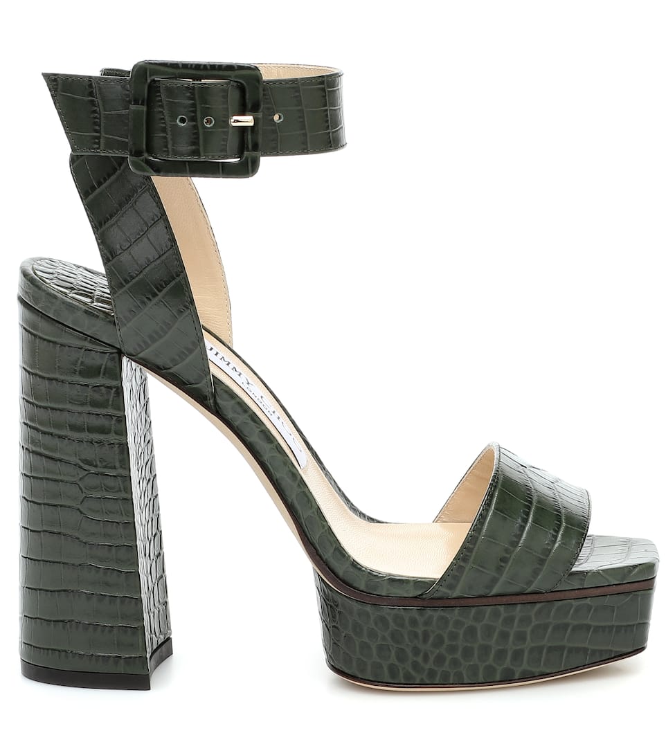 JIMMY CHOO JAX 125 LEATHER PLATFORM SANDALS