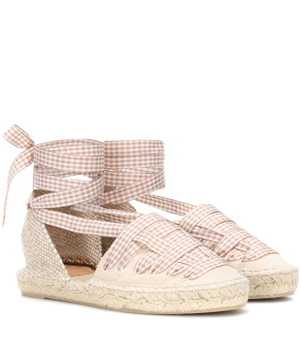 Castaã±er Jean Gingham Espadrilles In Beige
