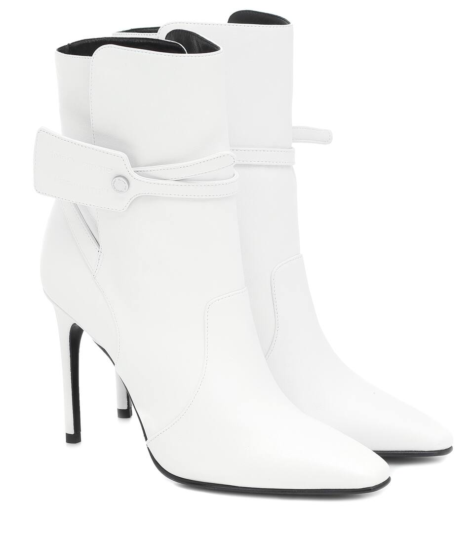 off white leather ankle boots