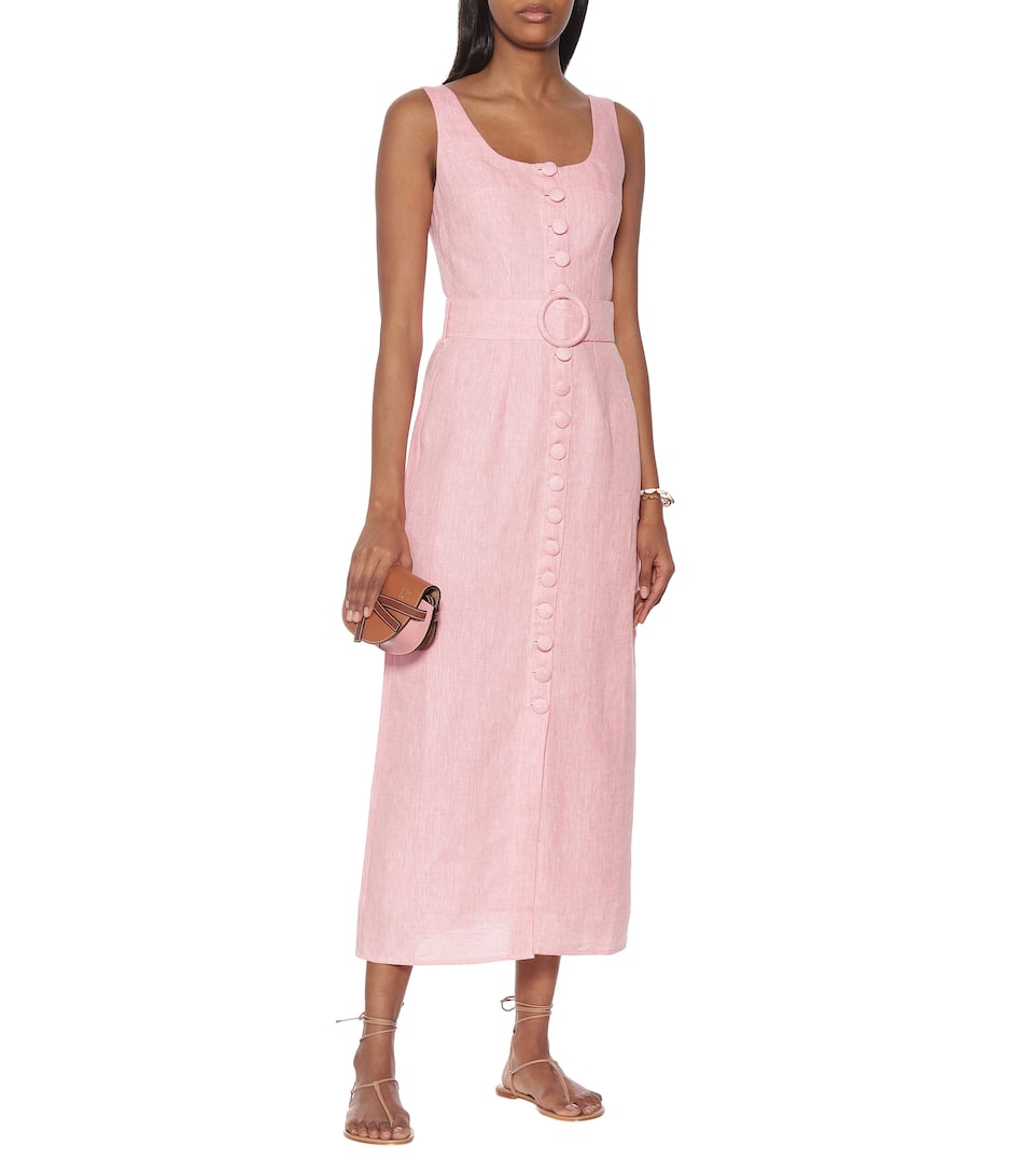 pink linen maxi dress