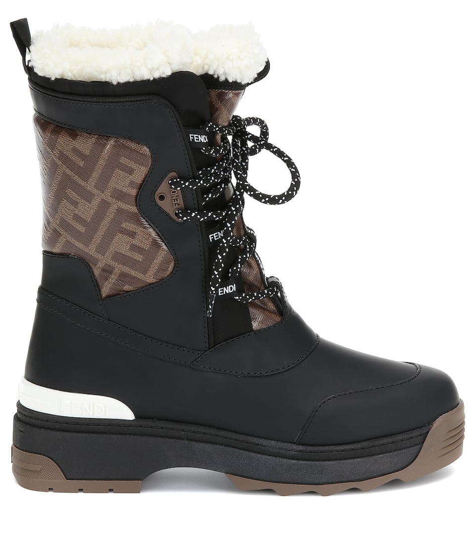 fendi leather combat boot with ff cuff