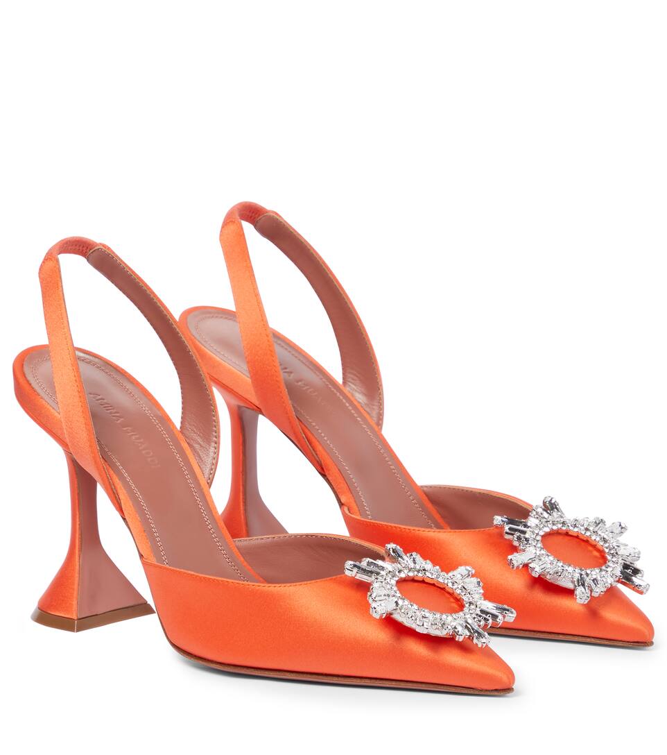 Amina muaddi begum satin slingback pumps Clearance