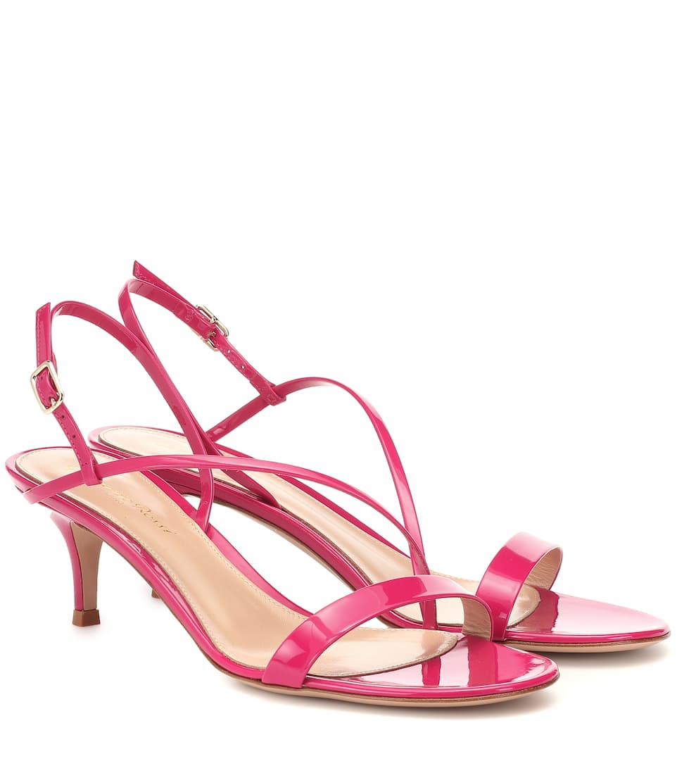 Click to view more detailed imagery on our partner's website Gianvito Rossi Manhattan 55 Patent Leather Sandals In Pink