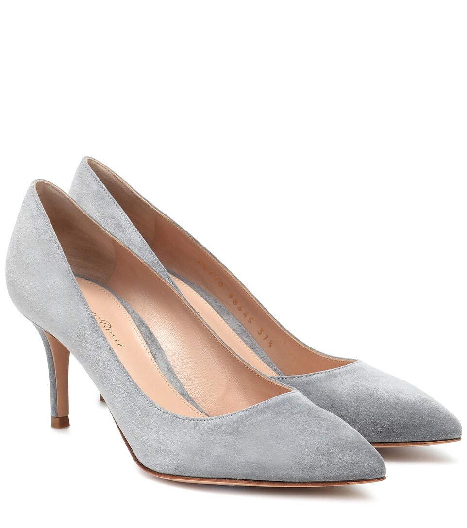 dark grey suede pumps