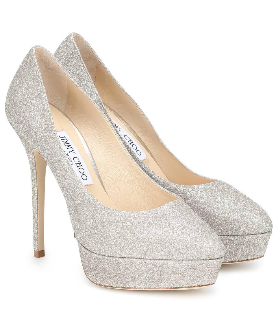 glitter platform pumps