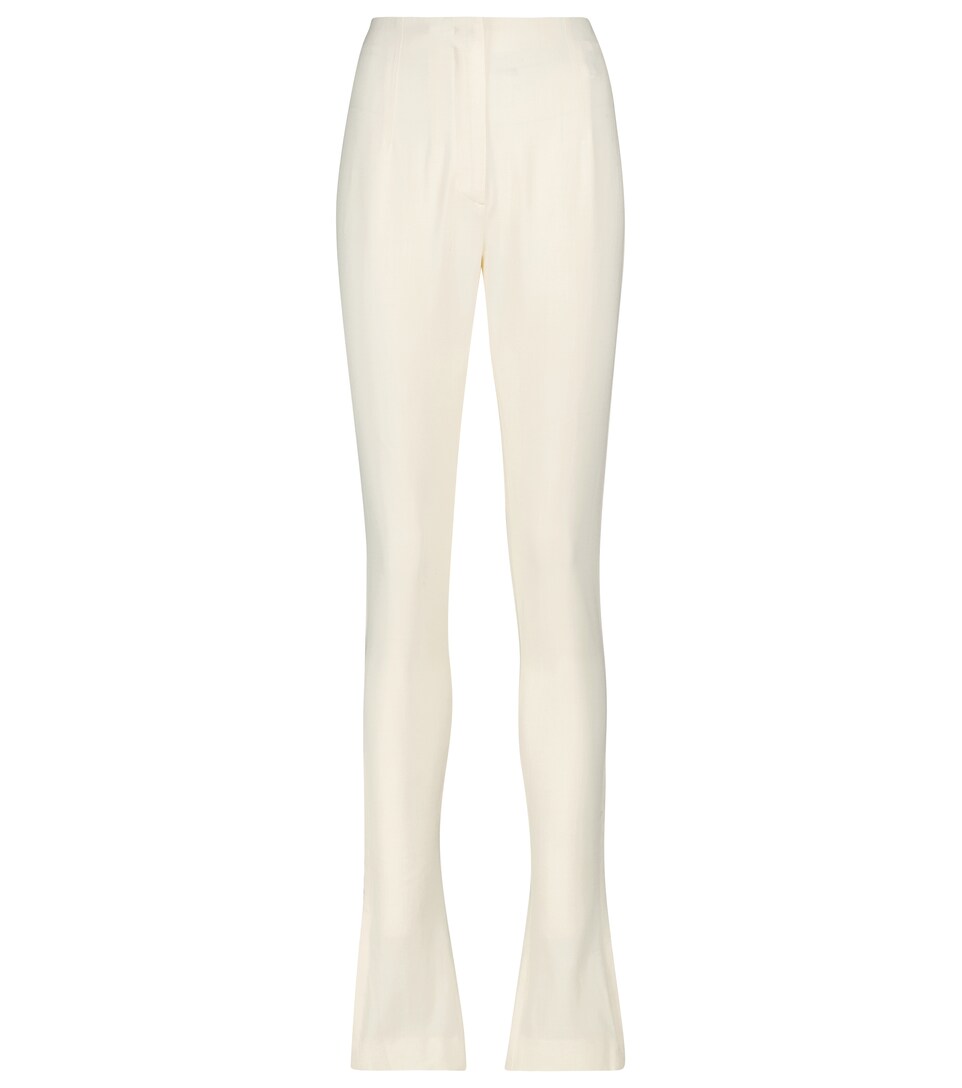white stretch flare pants