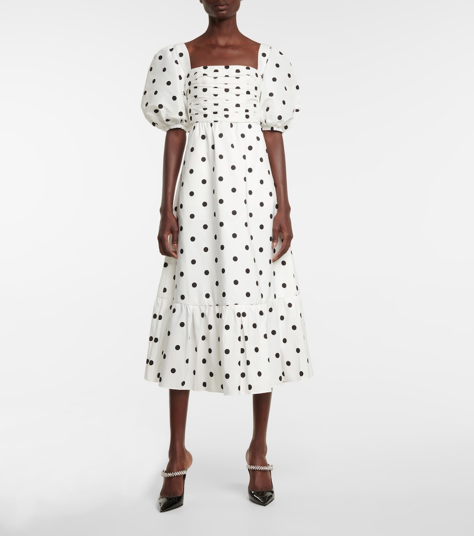Self-Portrait - Polka-dot taffeta midi dress | Mytheresa