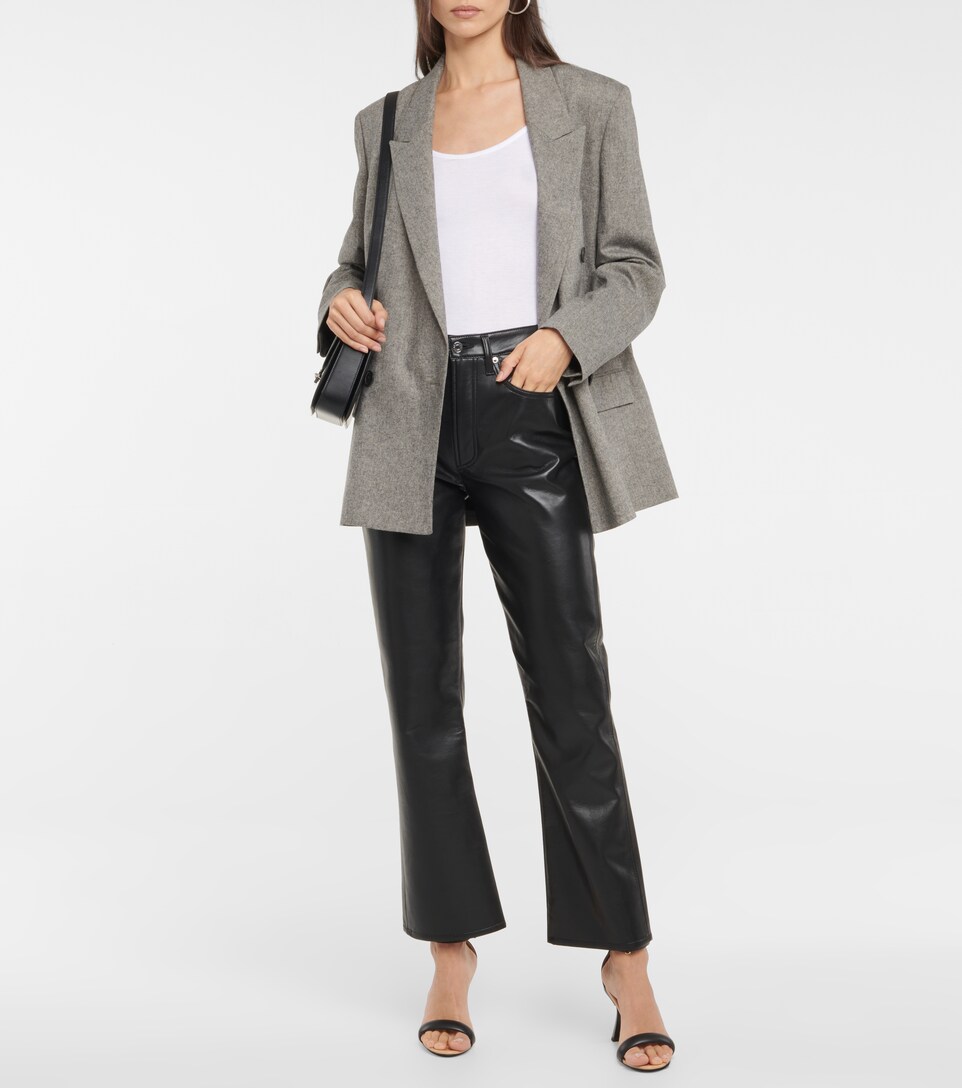Mid-rise bootcut faux leather pants 