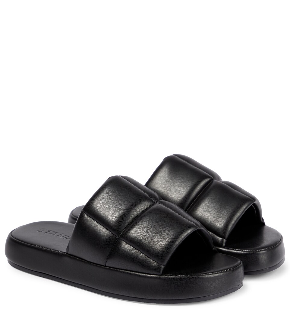 white quilted platform sandals