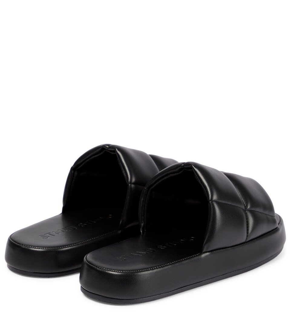 white quilted platform sandals