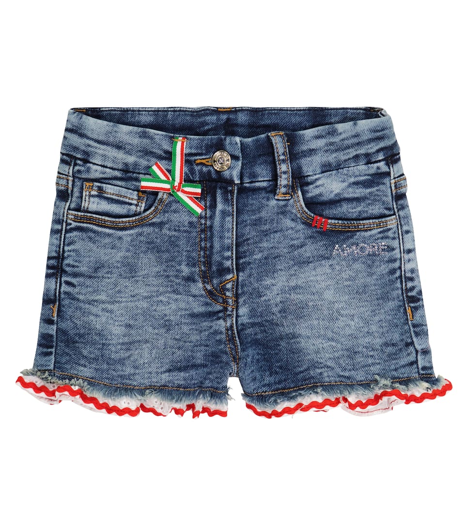 Embellished denim shorts clearance