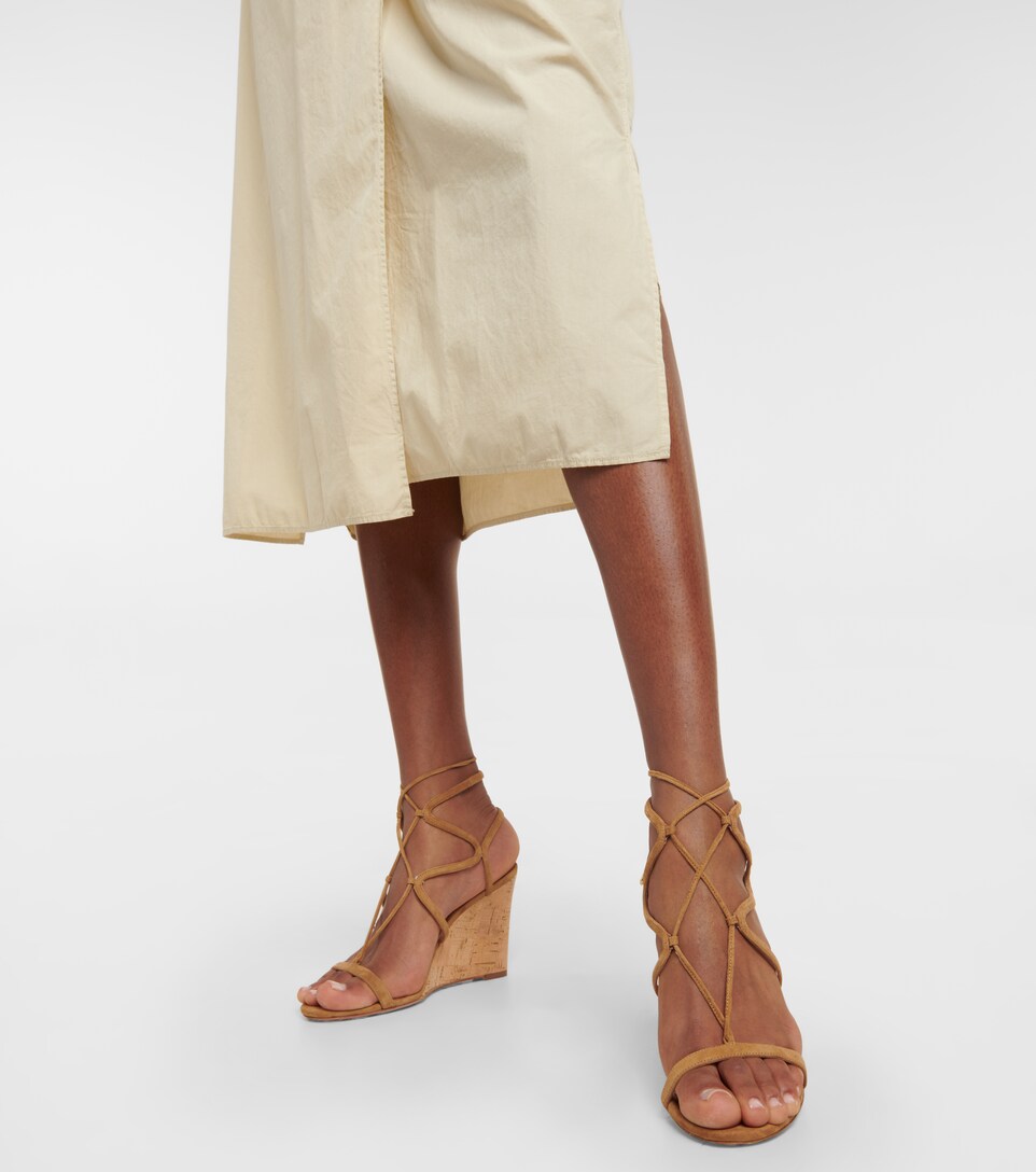 Aquazzura - Aliya 85 suede wedge sandals | Mytheresa