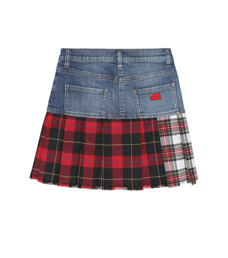 plaid and denim skirt