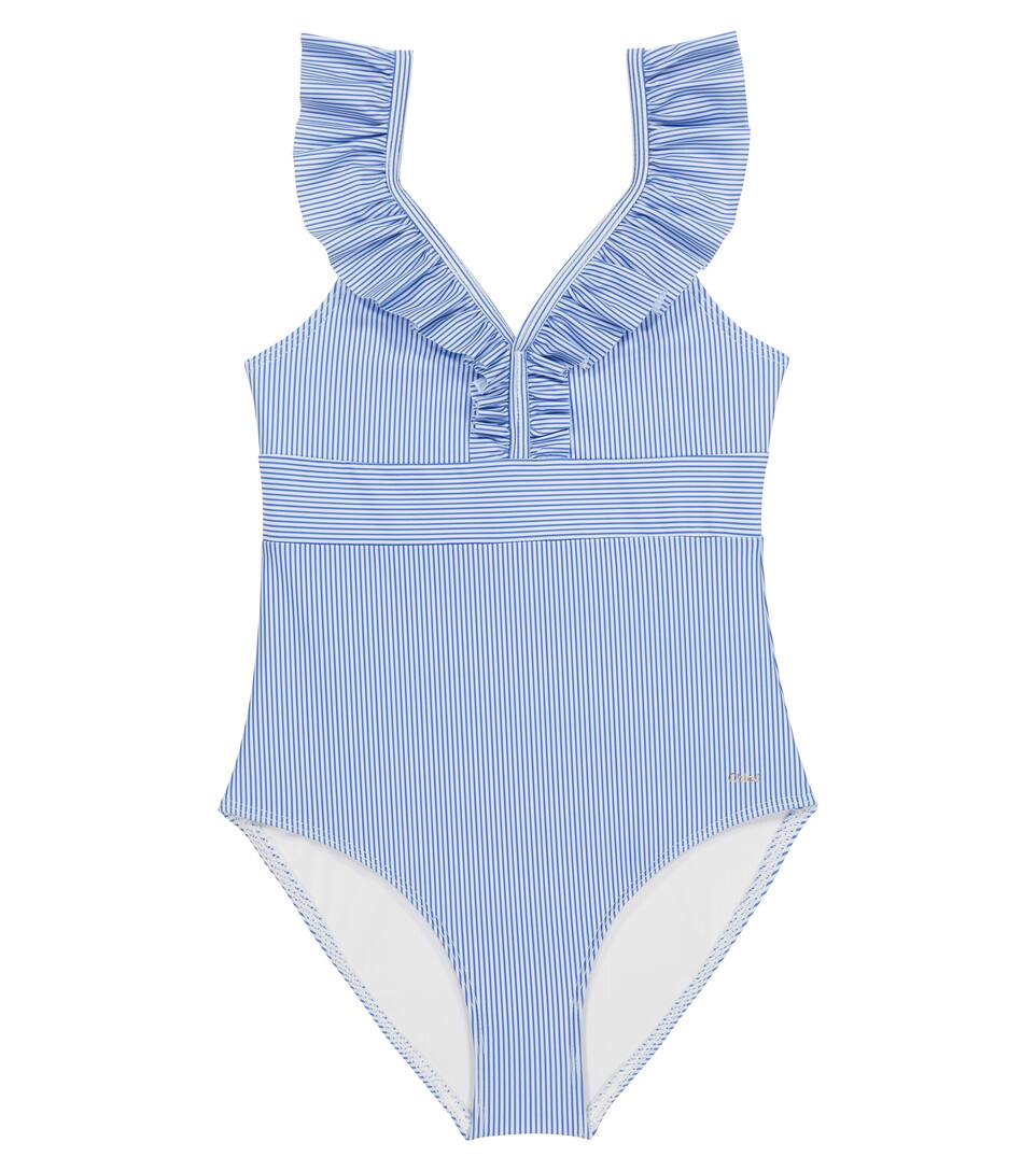 Blue and white striped swimsuits Clearance