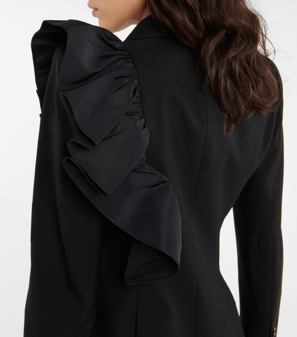 black ruffle blazer